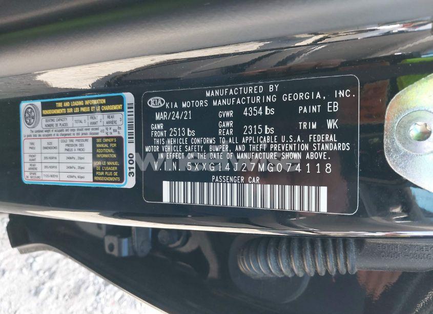 Photo 9 of 2021 Kia K5 LXS (VIN 5XXG14J27MG074118)