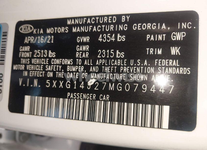 Photo 9 of 2021 Kia K5 LXS (VIN 5XXG14J27MG079447)