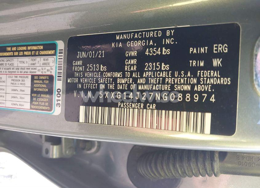 Photo 9 of 2022 Kia K5 LXS (VIN 5XXG14J27NG088974)