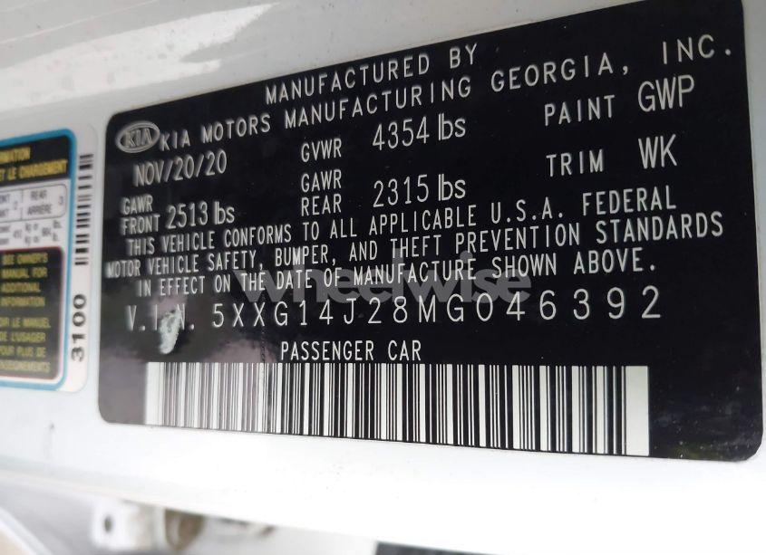 Photo 9 of 2021 Kia K5 LXS (VIN 5XXG14J28MG046392)