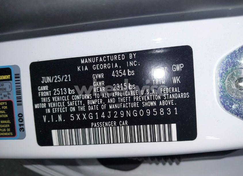 Photo 9 of 2022 Kia K5 LXS (VIN 5XXG14J29NG095831)