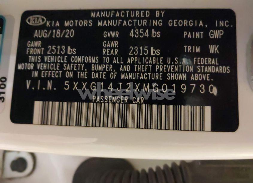 Photo 9 of 2021 Kia K5 LXS (VIN 5XXG14J2XMG019730)