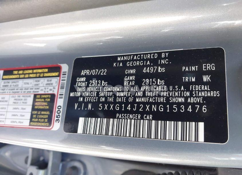 Photo 9 of 2022 Kia K5 LXS (VIN 5XXG14J2XNG153476)