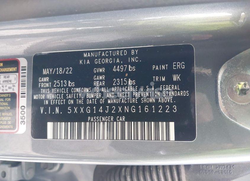 Photo 9 of 2022 Kia K5 LXS (VIN 5XXG14J2XNG161223)