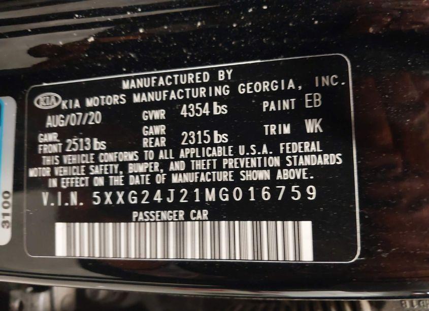 Photo 9 of 2021 Kia K5 LX (VIN 5XXG24J21MG016759)