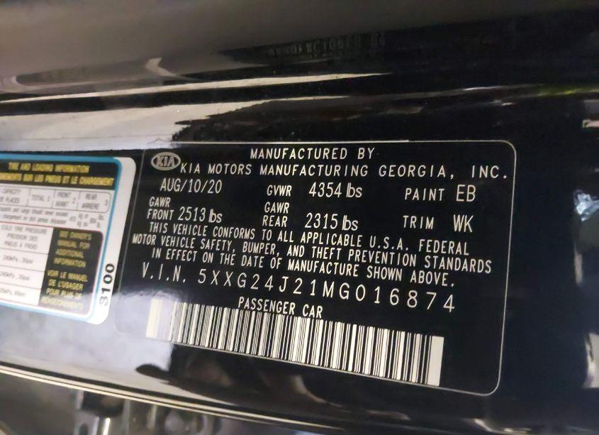 Photo 9 of 2021 Kia K5 LX (VIN 5XXG24J21MG016874)