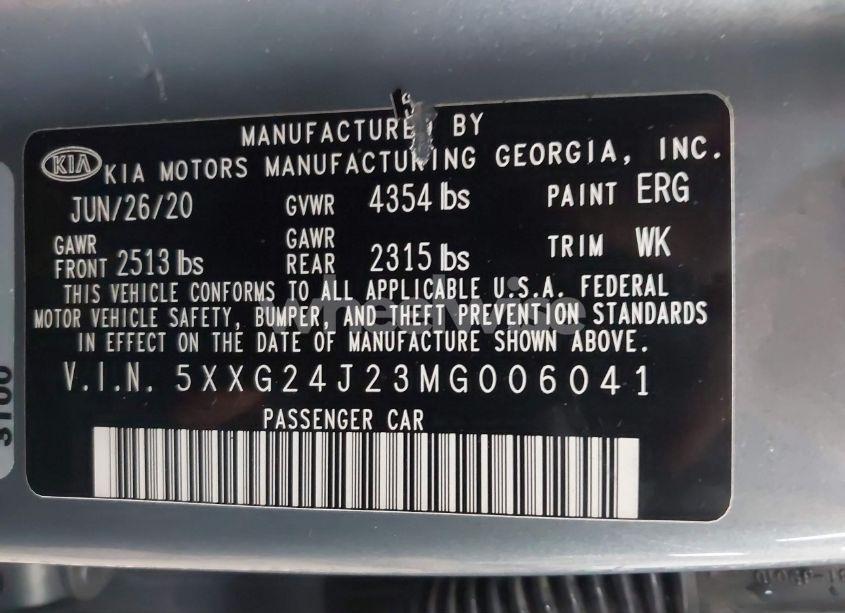 Photo 9 of 2021 Kia K5 LX (VIN 5XXG24J23MG006041)