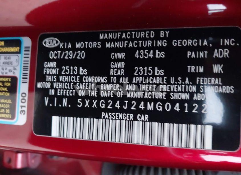 Photo 9 of 2021 Kia K5 LX (VIN 5XXG24J24MG041221)