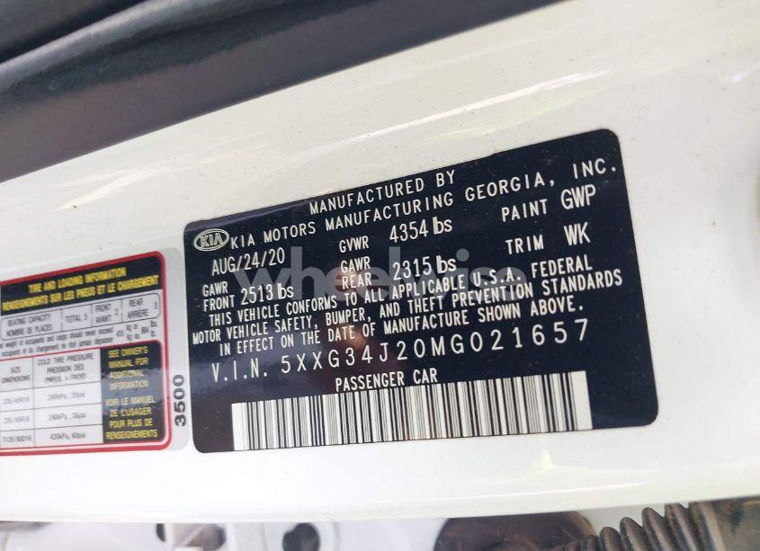 Photo 9 of 2021 Kia K5 EX (VIN 5XXG34J20MG021657)