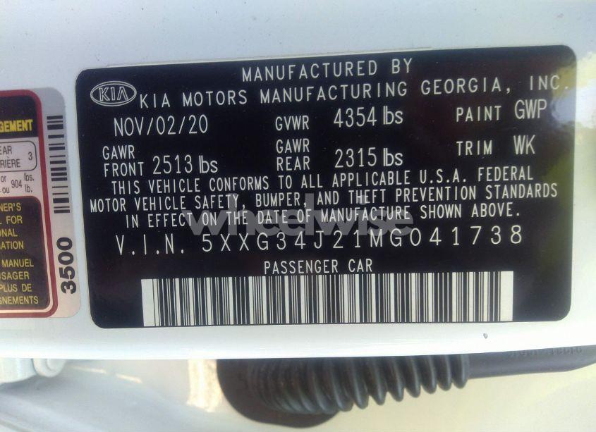 Photo 9 of 2021 Kia K5 EX (VIN 5XXG34J21MG041738)