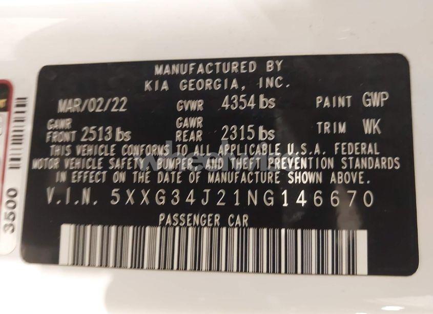 Photo 9 of 2022 Kia K5 EX (VIN 5XXG34J21NG146670)