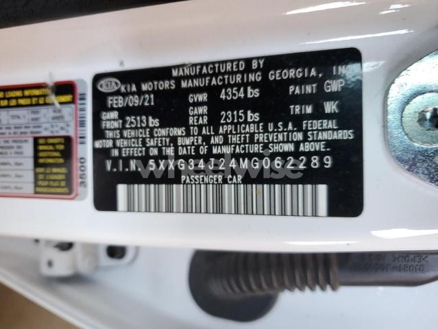 2021 KIA K5 EX (VIN 5XXG34J24MG062289) main photo