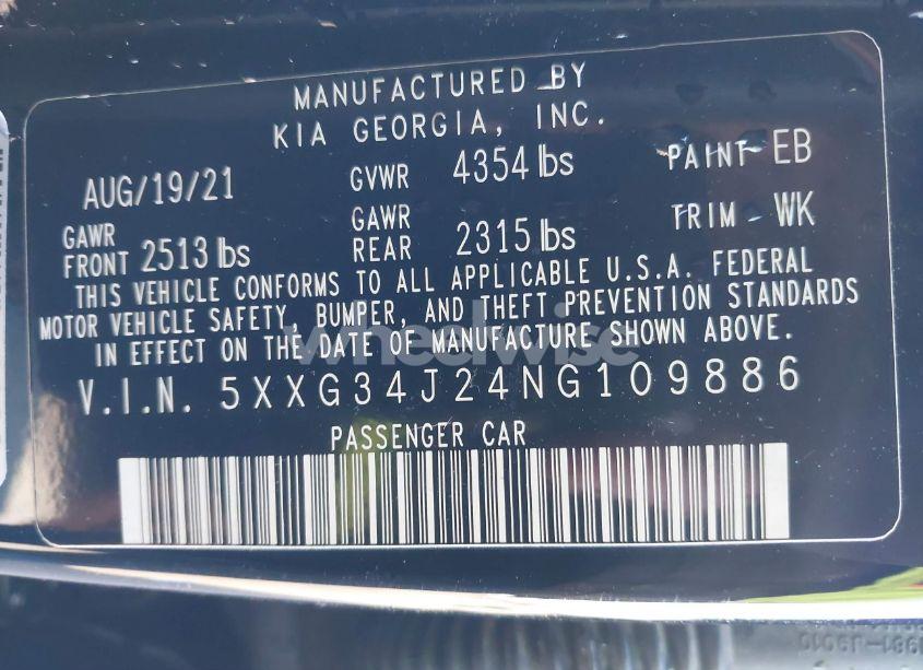 Photo 9 of 2022 Kia K5 EX (VIN 5XXG34J24NG109886)