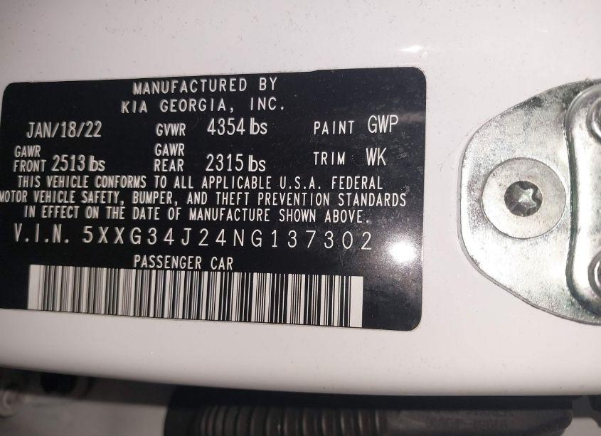 Photo 9 of 2022 Kia K5 EX (VIN 5XXG34J24NG137302)