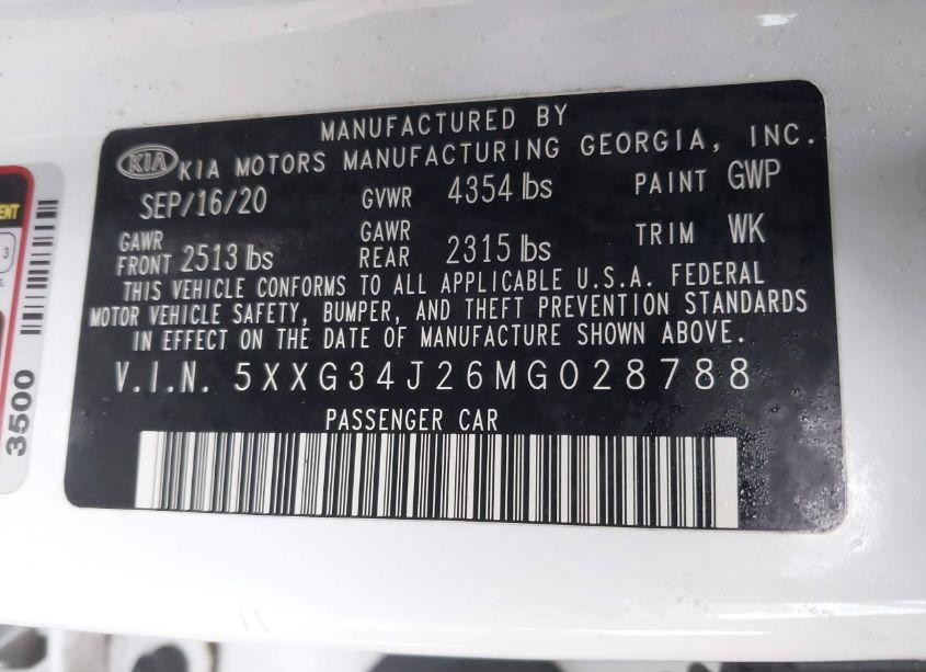 Photo 9 of 2021 Kia K5 EX (VIN 5XXG34J26MG028788)