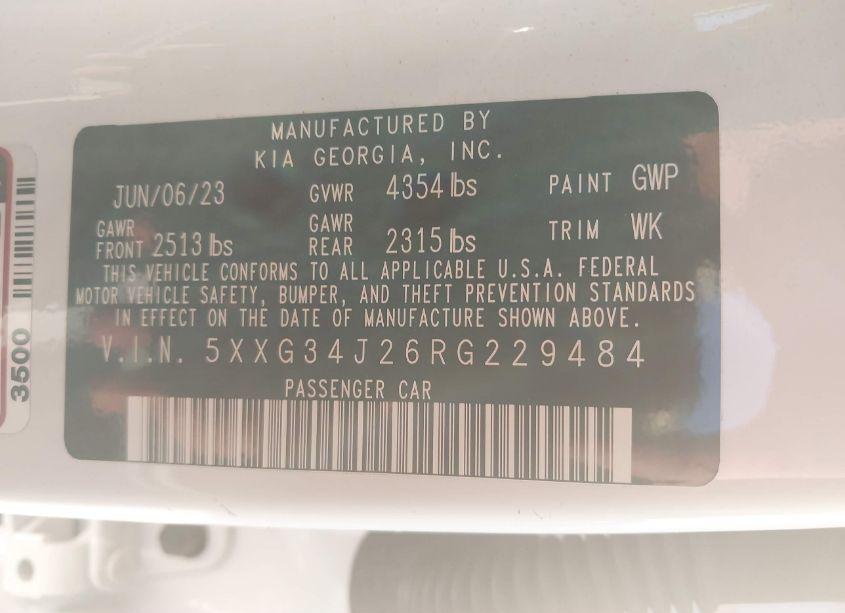 Photo 9 of 2024 Kia K5 EX (VIN 5XXG34J26RG229484)