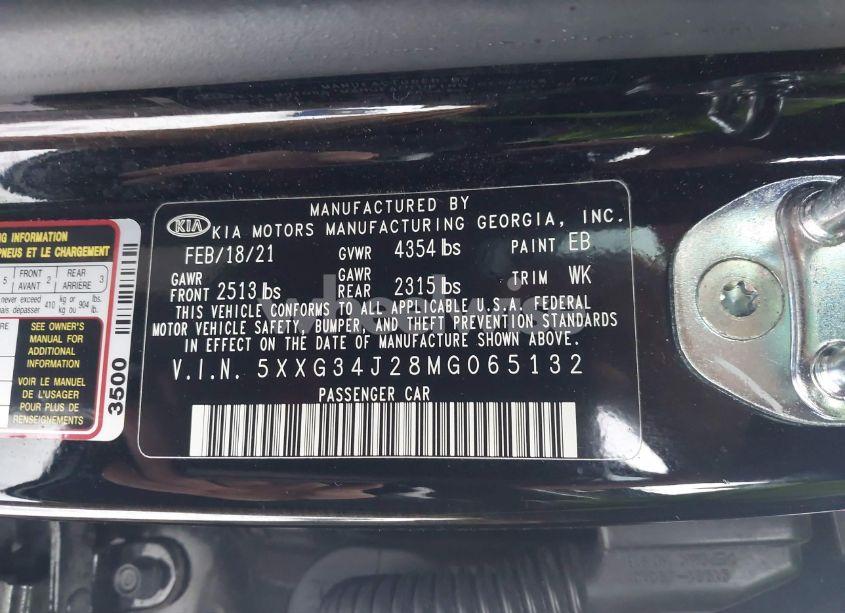 Photo 9 of 2021 Kia K5 EX (VIN 5XXG34J28MG065132)