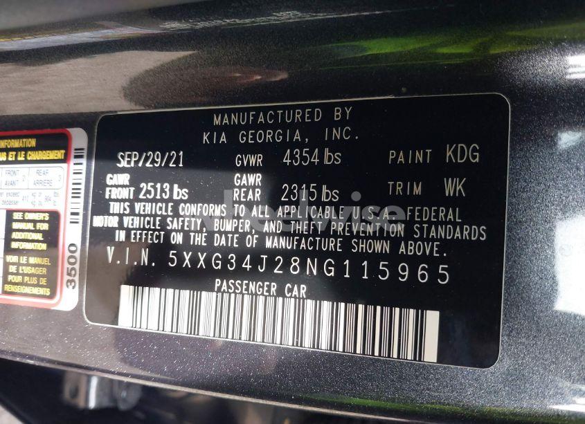 Photo 9 of 2022 Kia K5 EX (VIN 5XXG34J28NG115965)