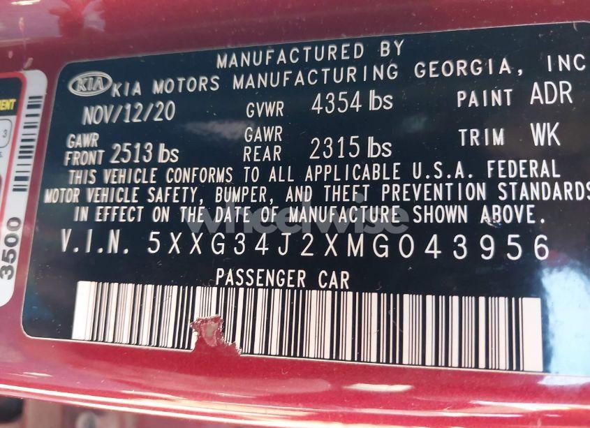 Photo 9 of 2021 Kia K5 EX (VIN 5XXG34J2XMG043956)