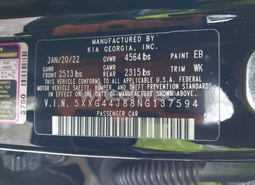 Photo 9 of 2022 Kia K5 GT (VIN 5XXG44J88NG137594)