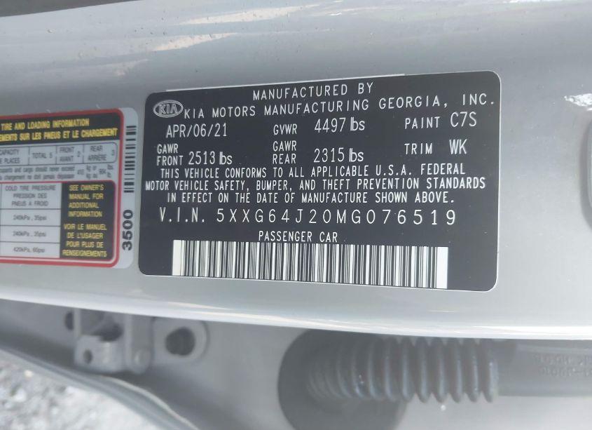 Photo 9 of 2021 Kia K5 GT-LINE (VIN 5XXG64J20MG076519)