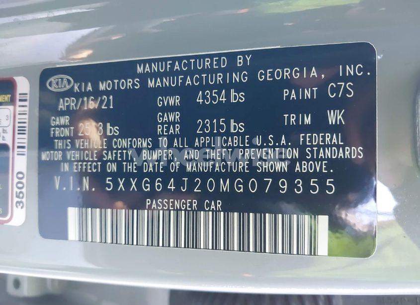 Photo 9 of 2021 Kia K5 GT-LINE (VIN 5XXG64J20MG079355)