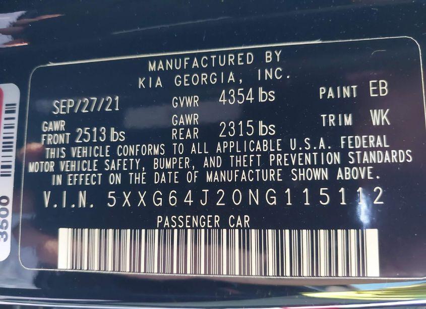 Photo 9 of 2022 Kia K5 GT-LINE (VIN 5XXG64J20NG115112)