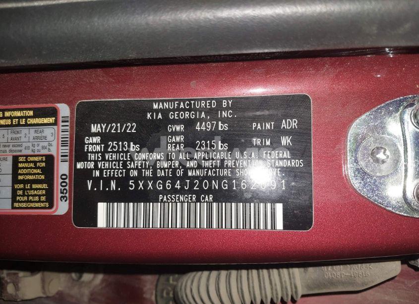 Photo 9 of 2022 Kia K5 GT-LINE (VIN 5XXG64J20NG162091)