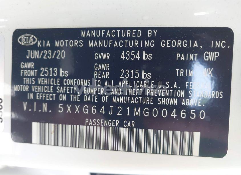 Photo 9 of 2021 Kia K5 GT-LINE (VIN 5XXG64J21MG004650)