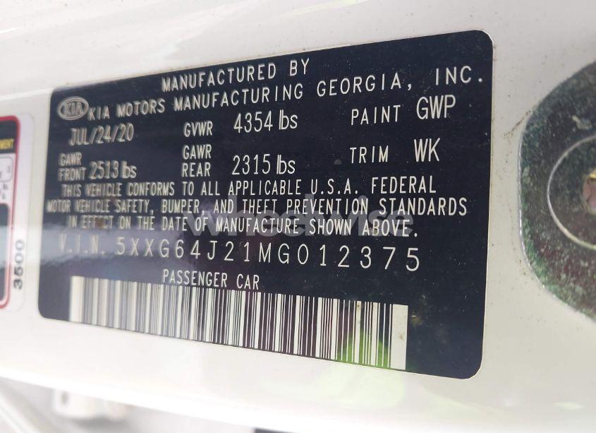Photo 9 of 2021 Kia K5 GT-LINE (VIN 5XXG64J21MG012375)