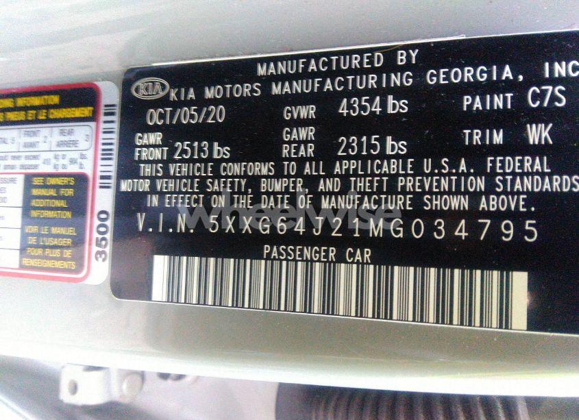 Photo 9 of 2021 Kia K5 GT-LINE (VIN 5XXG64J21MG034795)