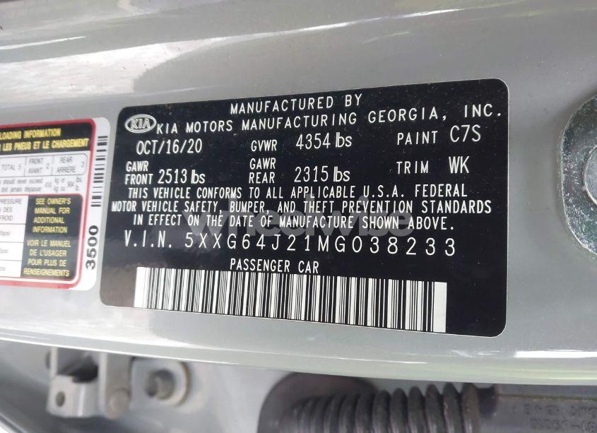 Photo 9 of 2021 Kia K5 GT-LINE (VIN 5XXG64J21MG038233)