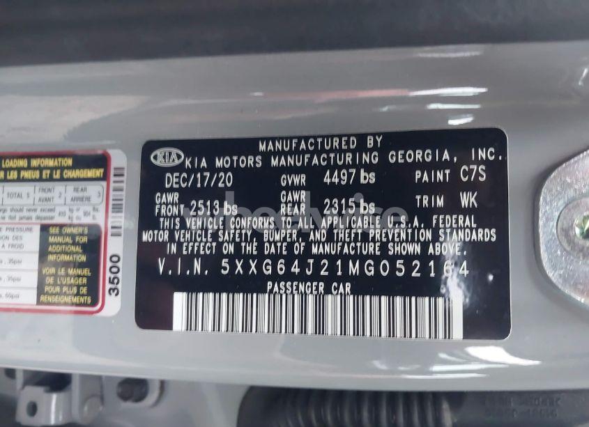 Photo 9 of 2021 Kia K5 GT-LINE (VIN 5XXG64J21MG052164)