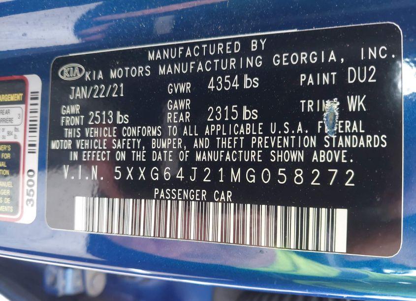 Photo 9 of 2021 Kia K5 GT-LINE (VIN 5XXG64J21MG058272)