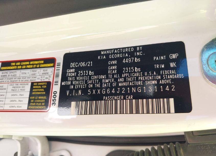 Photo 9 of 2022 Kia K5 GT-LINE (VIN 5XXG64J21NG131142)