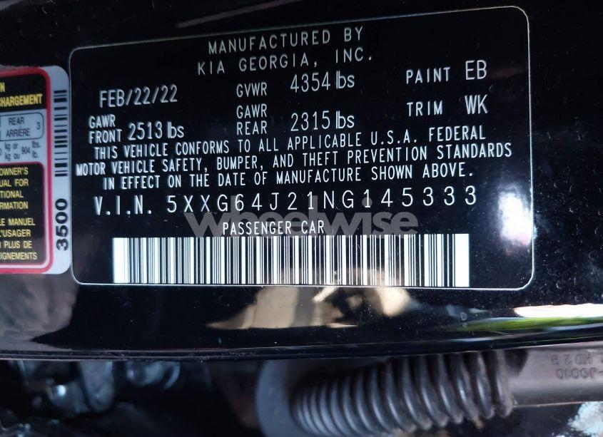 Photo 9 of 2022 Kia K5 GT-LINE (VIN 5XXG64J21NG145333)