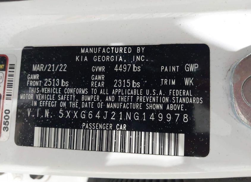 Photo 9 of 2022 Kia K5 GT-LINE (VIN 5XXG64J21NG149978)