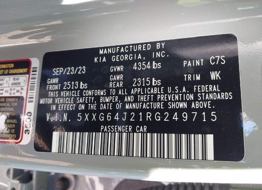Photo 9 of 2024 Kia K5 GT-LINE (VIN 5XXG64J21RG249715)