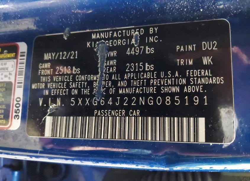 Photo 9 of 2022 Kia K5 GT-LINE (VIN 5XXG64J22NG085191)