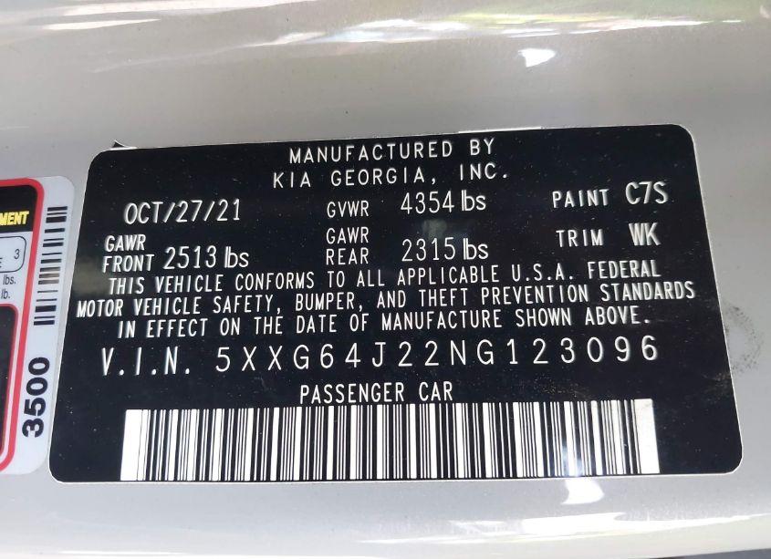 Photo 9 of 2022 Kia K5 GT-LINE (VIN 5XXG64J22NG123096)