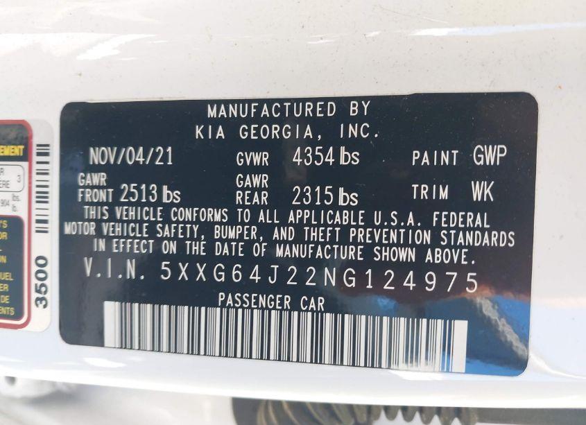 Photo 9 of 2022 Kia K5 GT-LINE (VIN 5XXG64J22NG124975)