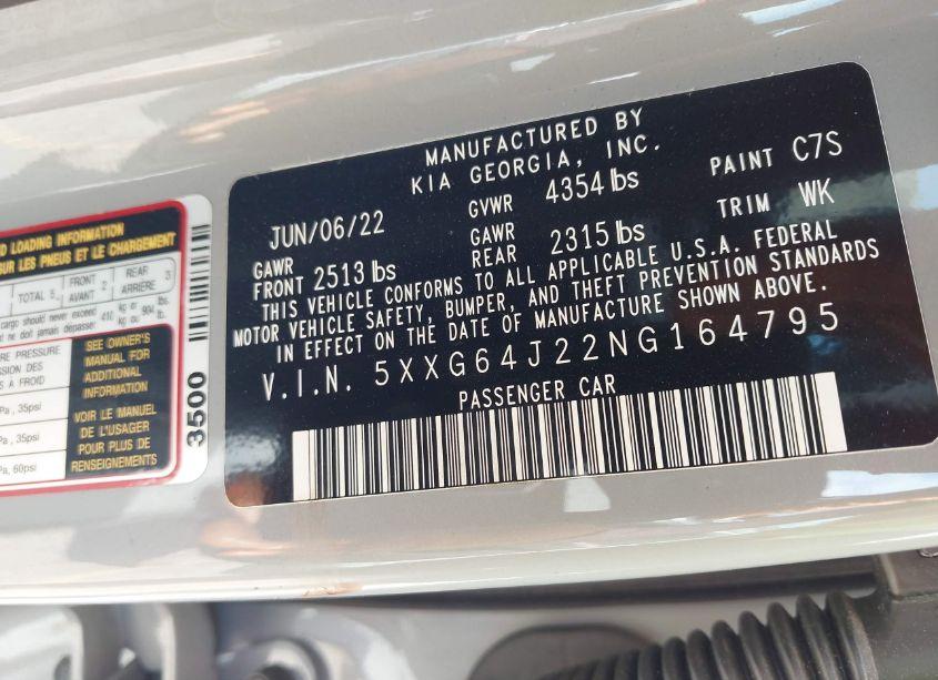 Photo 9 of 2022 Kia K5 GT-LINE (VIN 5XXG64J22NG164795)
