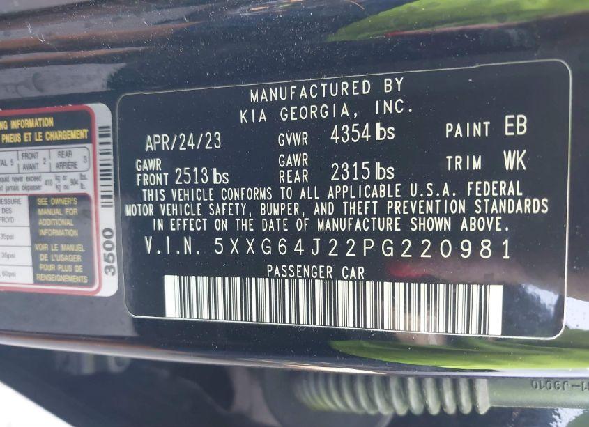 Photo 9 of 2023 Kia K5 GT-LINE (VIN 5XXG64J22PG220981)