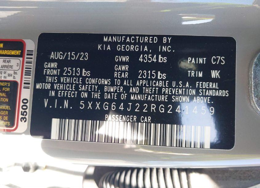 Photo 9 of 2024 Kia K5 GT-LINE (VIN 5XXG64J22RG241459)