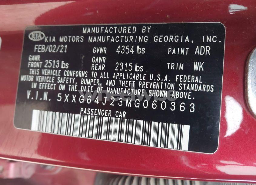 Photo 9 of 2021 Kia K5 GT-LINE (VIN 5XXG64J23MG060363)