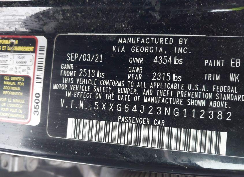 Photo 9 of 2022 Kia K5 GT-LINE (VIN 5XXG64J23NG112382)