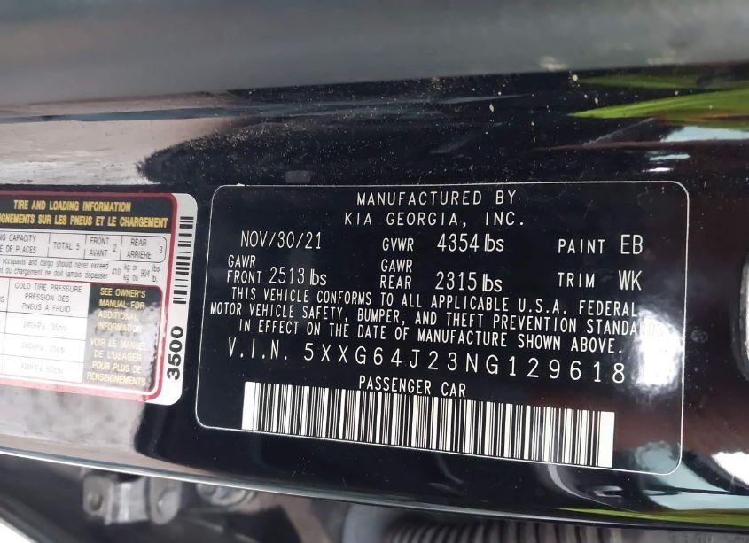 Photo 9 of 2022 Kia K5 GT-LINE (VIN 5XXG64J23NG129618)