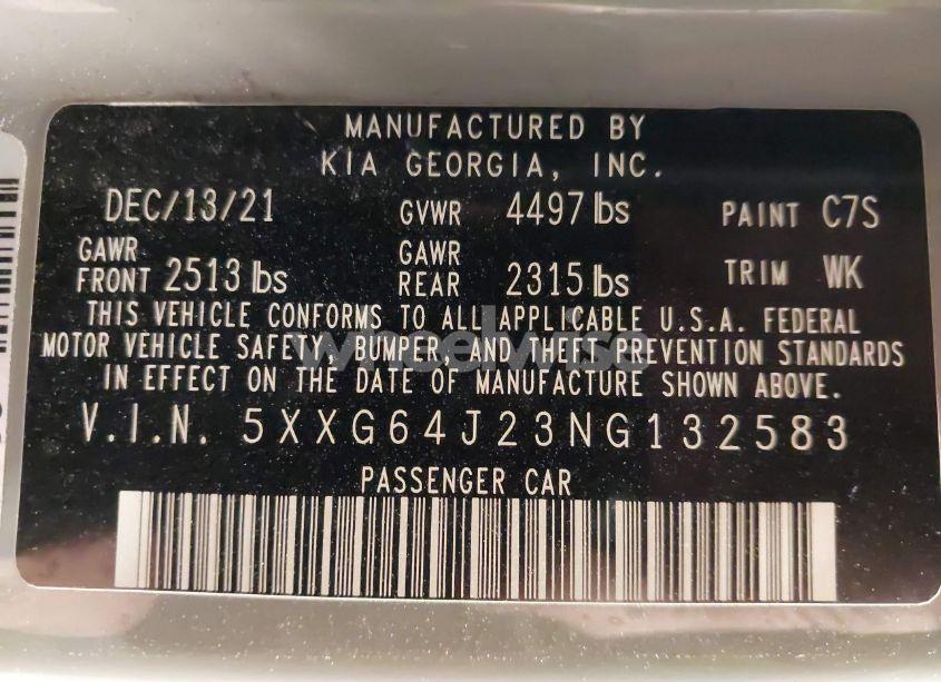 Photo 9 of 2022 Kia K5 GT-LINE (VIN 5XXG64J23NG132583)