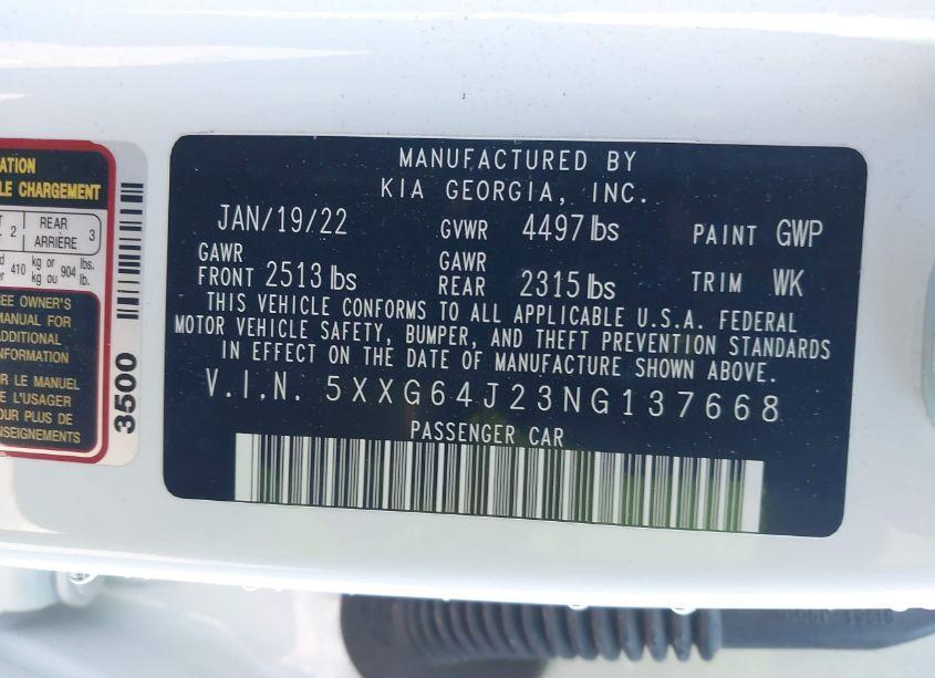 Photo 9 of 2022 Kia K5 GT-LINE (VIN 5XXG64J23NG137668)