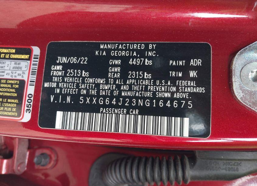 Photo 9 of 2022 Kia K5 GT-LINE (VIN 5XXG64J23NG164675)